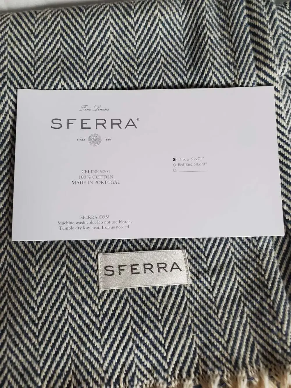 Sferra Celine 9701 Herringbone Cotton Throw Blanket 51x71